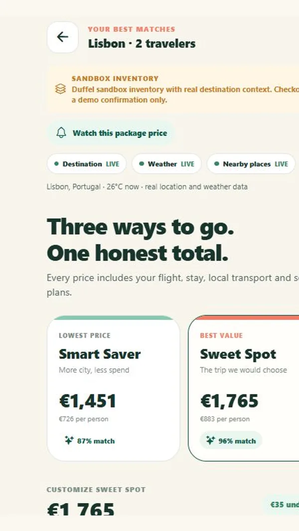 Roamora package comparison for a Lisbon trip
